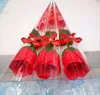 Flores artificiales de seda rosa para manualidades Flores de tacto real para bodas Decoración de la habitación de Navidad 5 colores Venta barata AL08
