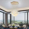 Lampe en marbre design de luxe lustre en or lumières de foyer modernes AC110V 220v LED éclairage suspendu à manger