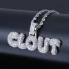 Anglais Personnalisée Nom Colliers Or Argent Bubble Letters GLACÉ CZ alphabet chaînes pendentif pour les femmes des hommes Hip hop Epacket