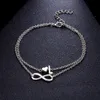 Vintage Silver Anklet Vrouwelijke brief Hart Boheemse Cheville Boho Charm Jewelry Infinity enkels armbanden voor vrouw