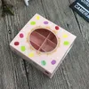 Cake Boxes Transparante Macaron Box 6-Cel Chocoladedozen Vierkant Cookies Biscuit Papier Verpakking Doos 12 * 11 * 5.2cm Roze groen