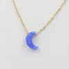 Handgjorda Opal Crystal Blue Moon Pendant Halsband Harts Crescent Smycken För Kvinnor Flickvän Härlig Minimalism Halsband