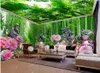 3D立体模様の新鮮な竹牡丹三次元全体の家のテーマスペース背景の壁