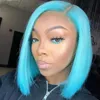 Cabelo virgem brasileiro 13x4 perucas dianteiras de renda amarela cor azul rosa 1216in cilindro 100 cores humanas cor puras bob wig3090342