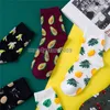 Fruits tropicaux printemps / été chaussettes à la mode personnalisées avocat à l'ananas de coton bas pour femmes et chaussettes pour filles