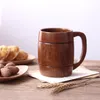 Tasse à bière classique en bois avec poignée, tasse à thé et à café, résistante à la chaleur, pour la maison, le bureau, les fêtes, WB1035