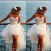 2020 Aline Sweetheart squisita perla Hi-Lo abiti da sposa corti da spiaggia con abiti da sposa in rilievo su misura