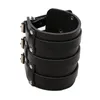 Fashion-PU Läderarmvärmare Bred Bangle Manschett Armband Armband Bälte med Tre Buckle Clasps Bracer Protective Arm Armor
