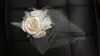 Ręcznie robione vintage biały kwiat nowożeńca krótka twarz welonowa z koralika Karagagna welon głowa głowa zasłona ślubne akcesoria ślubne 275o