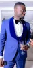 Royal Blue Groom Tuxedos Fashion Mens Bröllop Tuxedos Velvet Shawl Lapel Man Jacka Blazer 3 Piece Suit Anpassa (Jacka + Byxor + Vest + Tie) 1296