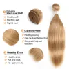 # 27 Honung blont mänskligt hår buntar med stängning peruanska raka mänskliga hårförlängningar 16-24 tum 3 eller 4 buntar med 4x4 spetslåsning