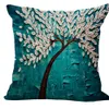 Housse de coussin à motif d'arbre, peinture à l'huile 3D, pour voiture, Support de taille, chambre à coucher, salon, canapé, taie d'oreiller