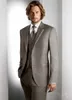 Çentikli Yaka Iki Düğme Sağdıç Gri Smokin Erkek Düğün Yakışıklı Blazer Suits (Ceket + Pantolon + Yelek + Kravat)