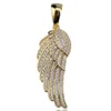 Heren Angel Wing Feather Hanger Ketting Hip Hop Sieraden Dames Gouden Kleur Kubieke Zirkoon met touwketting voor mode