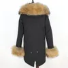 Waterproof Parka Winter Jacket Women Real Fox Päls liner kappa Big Natural Raccoon päls huva tjock varm lång parkas streetwear ny