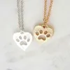 1 Animal Bear paw Love Heart Shape Necklace Pet Cat Dog Panda Paper-cut Foot Print Jewelry Souvenir