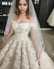 Ball Gown Lace Dresses Off the Shoulder Appliqued Beads Wedding Dress Sweep Train Plus Size Bridal Gowns s