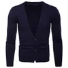 Maglioni da uomo Maglione da uomo con cardigan a 3 colori Slim manica lunga lavorata a maglia stile casual maschile taglia asiatica