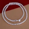 Gratis fraktpläterad Sterling Silver Necklace 20inchs * 6mm Mäns Ny Runda Kontrollera Halsband DHSN053 Hot 925 Silver Plate Chains Smycken