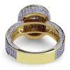 18K vergulde koperen ringen sieraden 2019 nieuwe mode luxe kwaliteit kwaliteit glans kubieke zirconia cirkel hiphop vinger cluster ringen LR027
