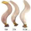 Européen Péruvien 1g Strand 100g Naturel Noir Brun Blonde Droite Fusion de Kératine Pré Collé U Astuce Vierge Remy Extension de Cheveux Humains