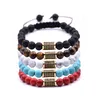 8mm natuurlijke lava stenen kralen armband, heren stress reliëf yoga kralen aromatherapie etherische olie diffusie armband handgeweven armband bh