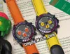 Migliore versione PVD nero Caso 116500LN Giallo Doodling Dial Automatic Watch Mens Yellow Nylon / cinturino in pelle Arcobaleno Diamond Bezel Watch_zone