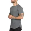 Muscleguys Long T-shirt Men hip Hop Gym T-shirt Longline extra lång tee-skjorta för manlig kroppsbyggande och fitness toppar t-shirt