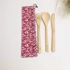 Útil garfo colher faca portátil reutilizável de madeira Cutelaria Bamboo talheres Com Sacos Louça Louça Gift Pack LX8952