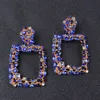 Boucles d'oreilles en gros-diamant géométrie exagérée femmes fille lustre boucles d'oreilles en alliage + aiguille en argent S925 accessoires de bijoux colorés