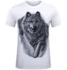 Mens Design Shirt Zomer Tops Casual T-shirts voor Mannen Shirt Shirt Merk Kleding 3D Wolf Gedrukt Tees Crew Neck Tops