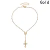 Katolska radbandpärlor halsband kvinnor uttalande religiösa smycken guld lin kedja flerskikt choker halsband vintage2863599