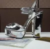 Scarpe firmate di lusso Donna Sandali con plateau in pelle metallizzata Sandali gladiatore con tacco alto e grosso Superstar