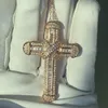 تفريق كبير خصم المجوهرات الفاخرة 925 Sterling Silvergold Fill Princess Cut CZ Diamond Gemstones Cross Pendant Neclace237U