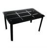 Fashion Free shipping Wholesales Rectangle Tempered Glass Dining Table with Nine Block Box Pattern Black