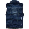 5XL Denim Vest Men's Jacket Sleeveless Casual Waistcoat Men's Jean Coat Ripped Slim Fit Male Jacket