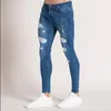 Heren jeans heren effen kleur herfst 2021 mode slanke potlood denim broek sexy casual gat ripped ontwerp voor mannen straatkleding