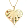 Mode gepersonaliseerde kettingen roestvrij staal hart hanger vrouwen sieraden graveren 6 namen geboortestones Exquise cadeau voor familie