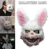 New Bunny Animal Head Mask Prank Evil Bloody Rabbit Scary Mascara PVC Plush Toy Horror Killer Anonymous White Mask For Kids Adults