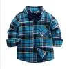 Autumn Boys Shirts For Girl Plaid Långärmning TurnDown Collar Tonåring Toppar Bomull Barnkläder Barnkläder Skjorta12028815745130