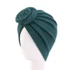 Cotton Turban Muslim Women Headwear Cap Flower Knot Hat Ladies Head Wrap Solid Color Hair Accessories New Arrival