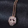 Personlig vintage Skull Mask Pendant Chain Necklace 18K White Gold Plated Cz Cublic Zircon Hip Hop Rapper Halloween Party Jewelry Accessories Gifts for Men Women