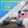 SUNWAY-CN, Shopping a forma di D + a forma di V 72w 120w 8ft Tubo luminoso a LED T8 Tubi LED integrati Doppi lati SMD2835 Luci fluorescenti a LED