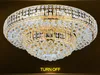 Plafoniere in cristallo oro moderno a LED Apparecchio Lampada da soffitto rotonda dorata Hotel Hall Home Illuminazione interna 3 Colore bianco mutevole