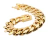 8mm/10mm/12mm/14mm/16mm/18mm Herr 18K guldpläterade armband i rostfritt stål Högpolerade Miami Cuban Link Punk Curb guldarmband