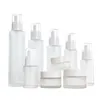 30ml 40ml 50ml 60ml 80ml 100ml Bottiglia di vetro smerigliato Vaso per crema Lozione Spray Bottiglie per pompa Contenitore cosmetico riutilizzabile portatile