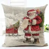 Gztzmy 45x45cm 2019new decor decoração feliz Natal decorações para casa pillowcase Papai Noel Rena de linho tampa de cobertura natal