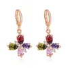 5 paia 1 lotto regalo della festa nuziale all'ingrosso colorato zirconi gemme di cristallo orecchini pendenti in oro rosa moda per le donne orecchini