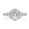 AINUOSHI Luxus 925 Sterling Silber 2CT Rundschliff Halo-Ring Verlobungsring Simulierter Diamant Hochzeit Geometrischer Silberring Schmuck Y200106