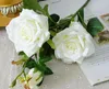 Wedding decoratio high quality artificial flowers Vivid real touch roses Artificial Silk Flower Bride Home Decorative 3 heads/bouquet GB48